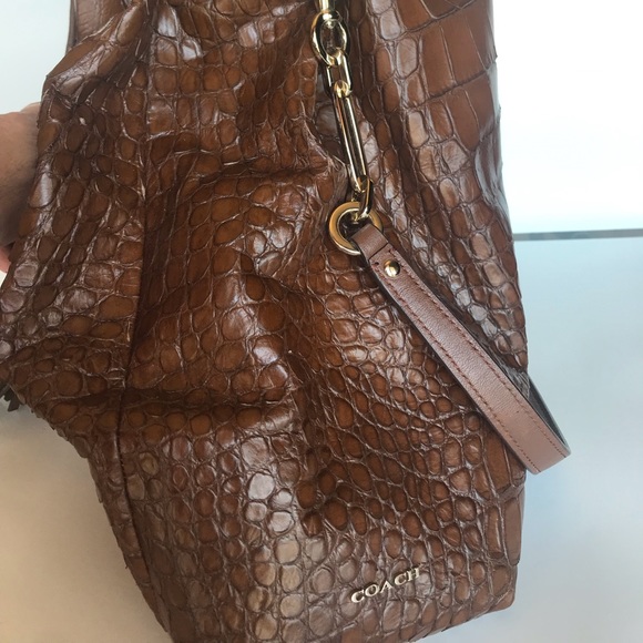 Coach Brown Cognac Leather Hobo Handbag - Picture 6 of 8